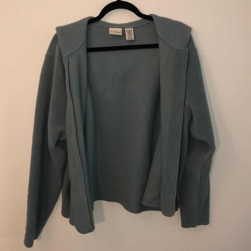 LL Bean green hoodie jacket with buttons